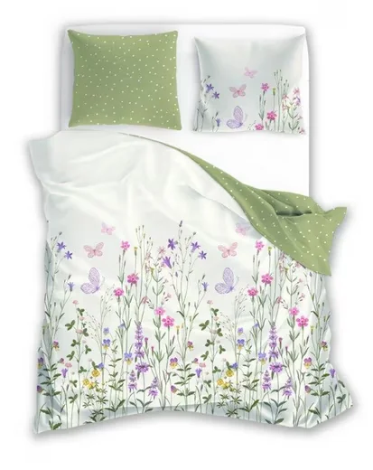 TEXPOT Wendebettwäsche Baumwolle Blumen und Schmetterlinge