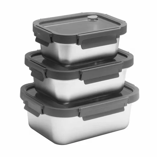 LACERS PurpleLine Edelstahl Vorratsdosen Set 6 teilig mit Glasdeckeln