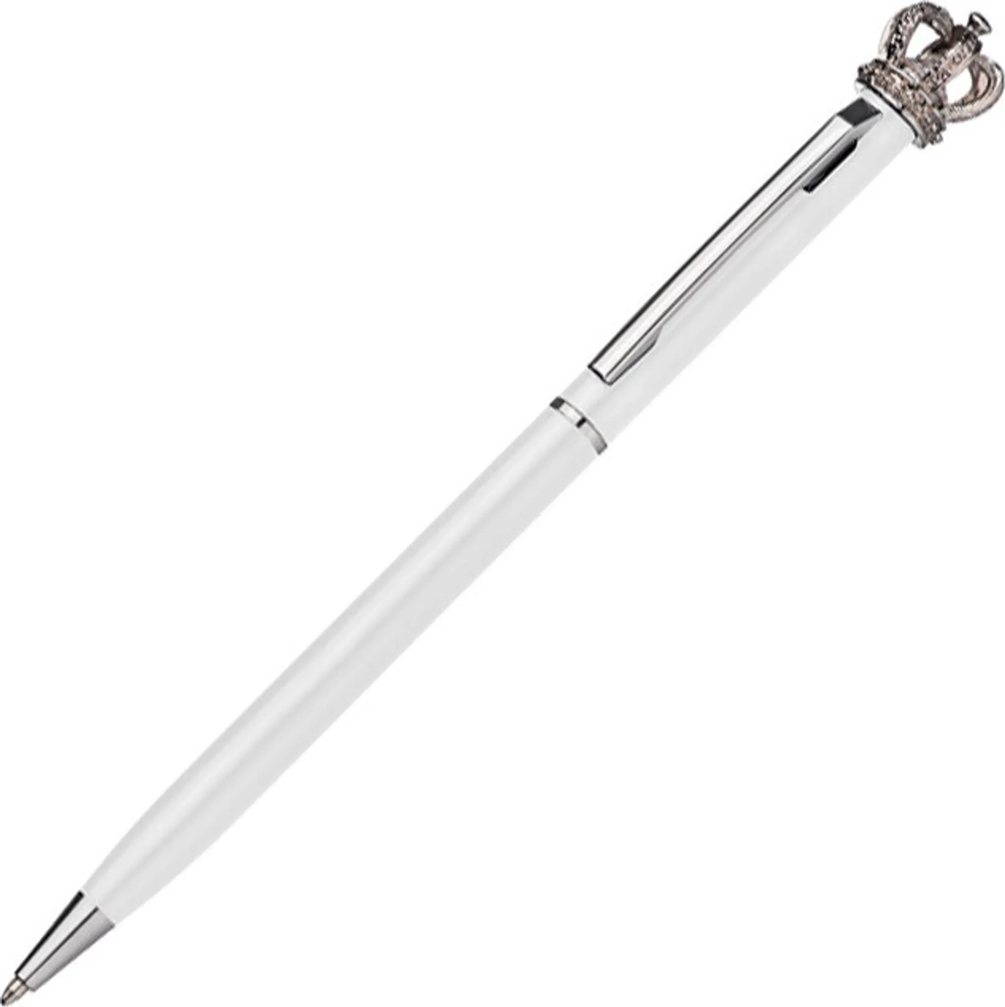 MACMA – Drehkugelschreiber aus Metall mit Krone (Weiß)