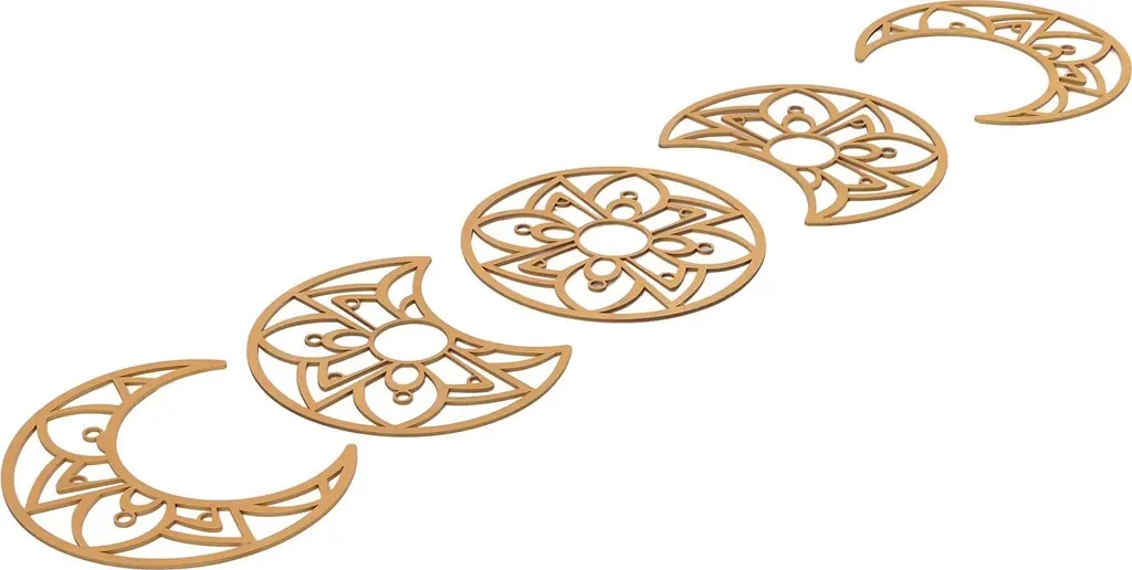 Cocosity Mondphasen Wanddeko aus Holz DIY Wandkunst Gold A