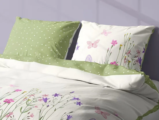 TEXPOT Wendebettwäsche Baumwolle Blumen und Schmetterlinge