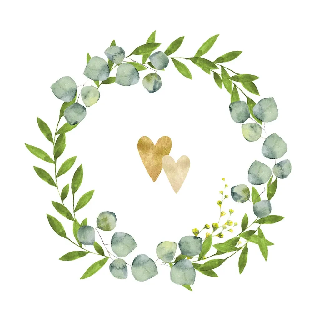 PPD Cocktailservietten Two Hearts, goldene Herzen, 25x25 cm, 20 Stk