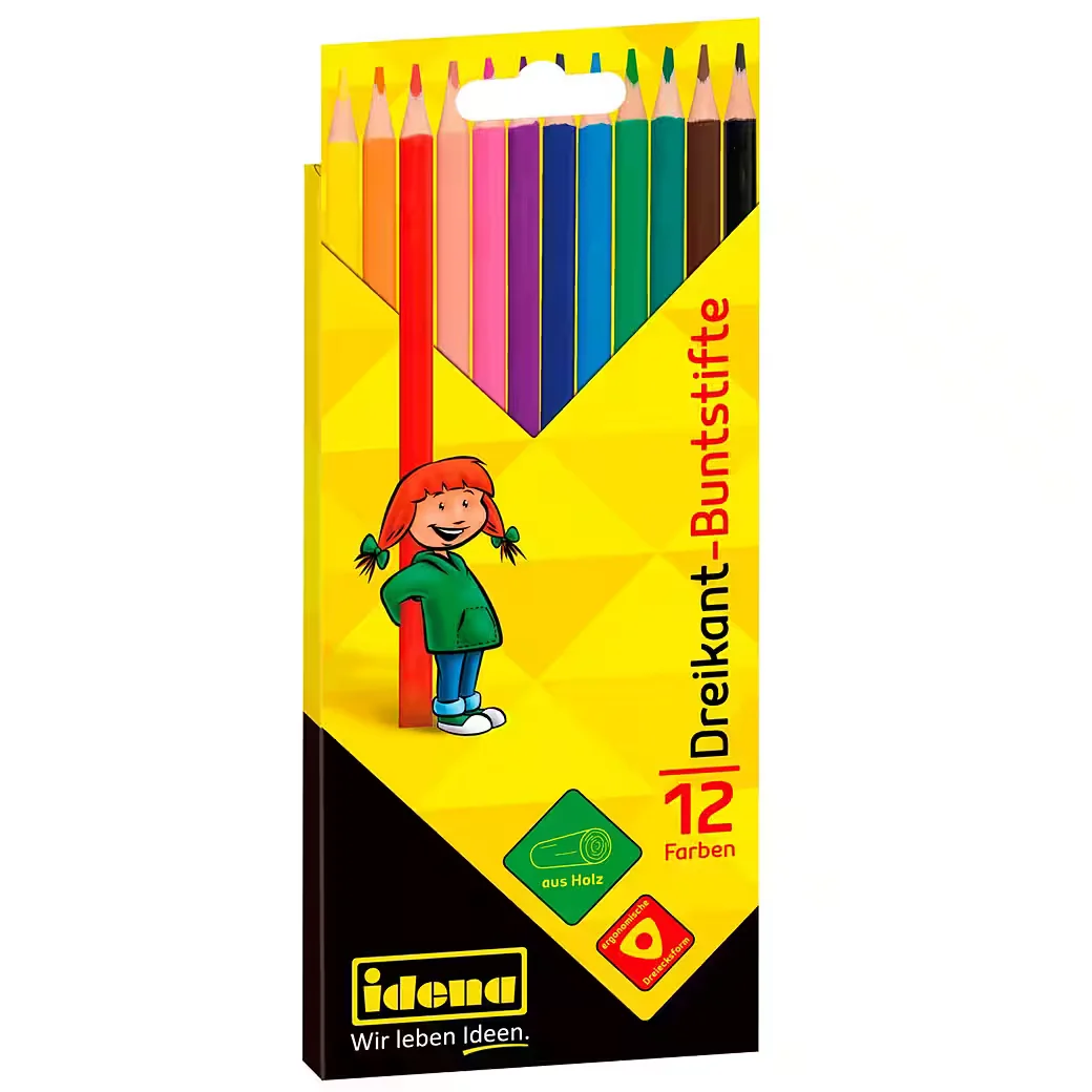 IDENA 20134 Buntstifte Set 12 Farben aus FSC Holz Farbstifte