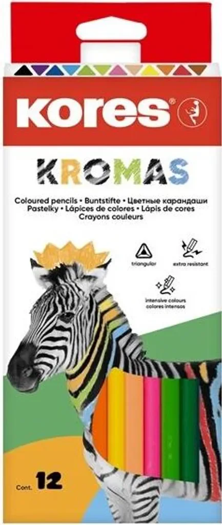 Kores KROMAS Dreikant-Buntstifte 12 Farben im Etui