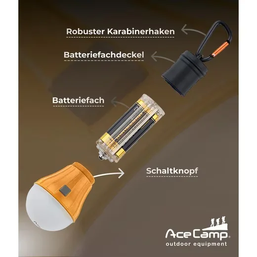 ACECAMP LED Zeltlampe Hängeleuchte, 6 LEDs, orange, Camping Outdoor