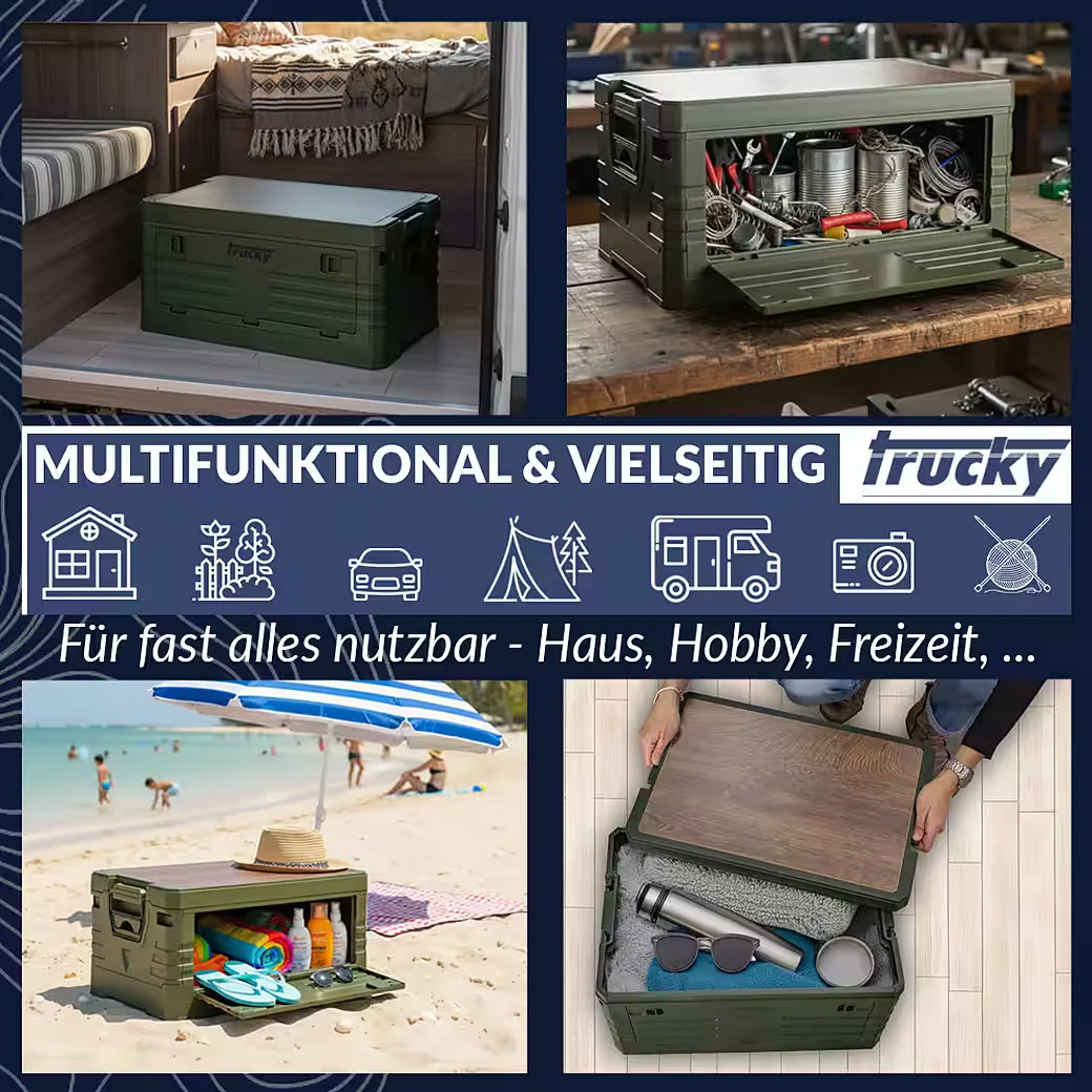 TRUCKY Faltbox 45 L Klappbox Camping 53x36x29 cm Grün