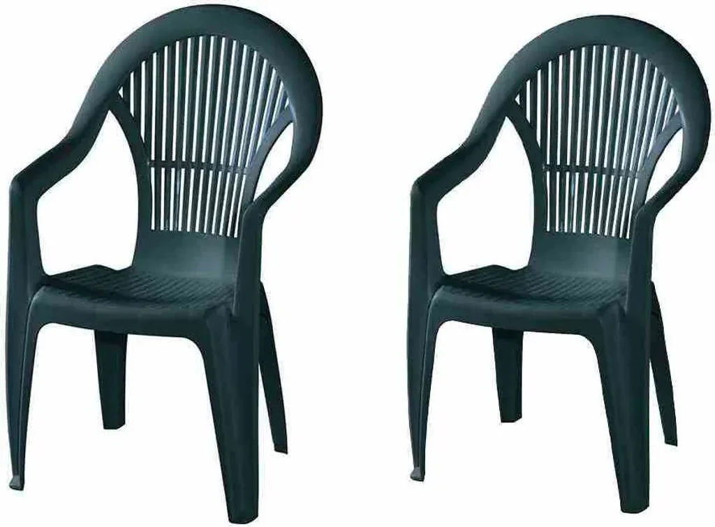PROGARDEN Vega 2er Set Stapelsessel Garten grün Kunststoff M73538
