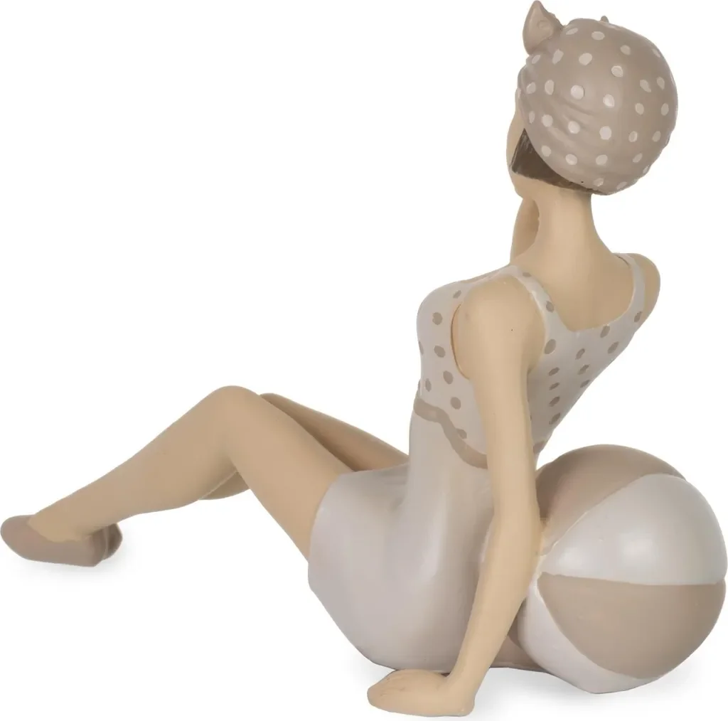 Moritz Dekofigur Dame Retro Badeanzug sitzend Polyresin Strandfigur