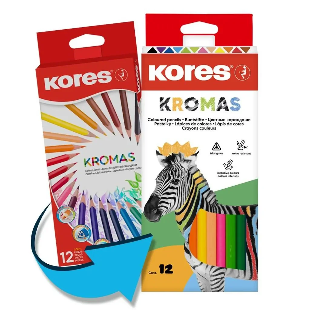 Kores KROMAS Dreikant-Buntstifte 12 Farben im Etui