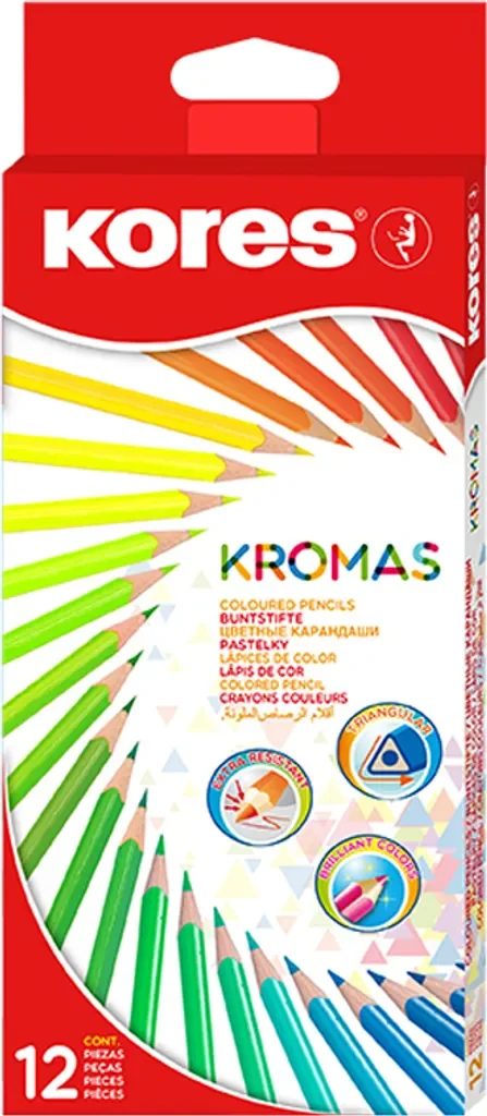 Kores KROMAS Dreikant-Buntstifte 12 Farben im Etui