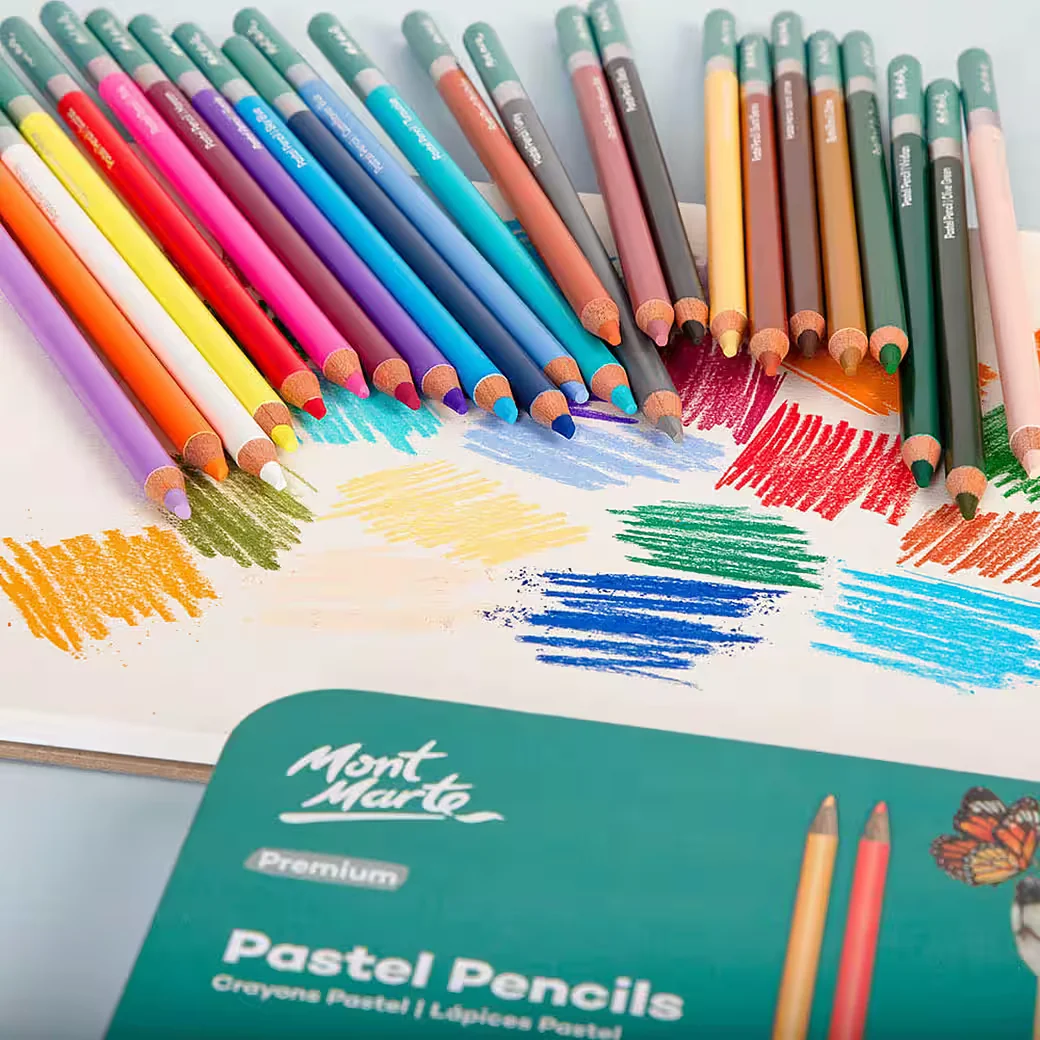 Mont Marte Pastellstifte Set 24 Farben in Metalldose Künstlerqualität