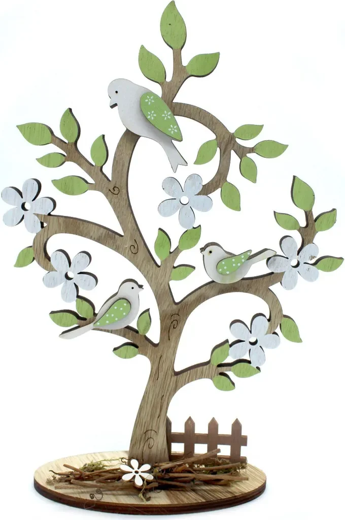 DARO DEKO Holzfigur Baum mit Vögeln Deko 19 x 28 cm 1 Stück