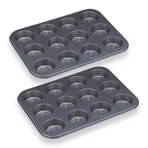 Relaxdays Muffinform 12er, 2er Set Muffinbleche