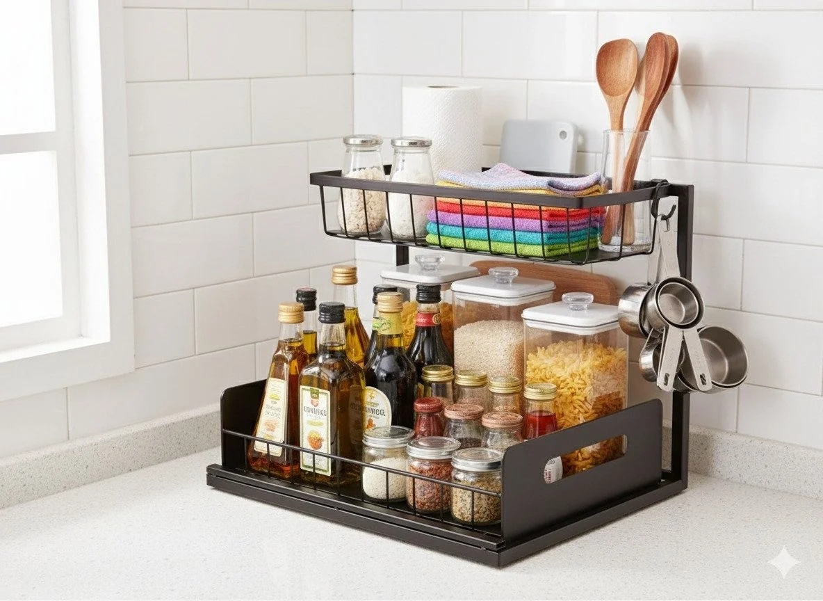 CHEFFINGER Küchenorganizer Set Metall Unterschrankregal Küche Bad