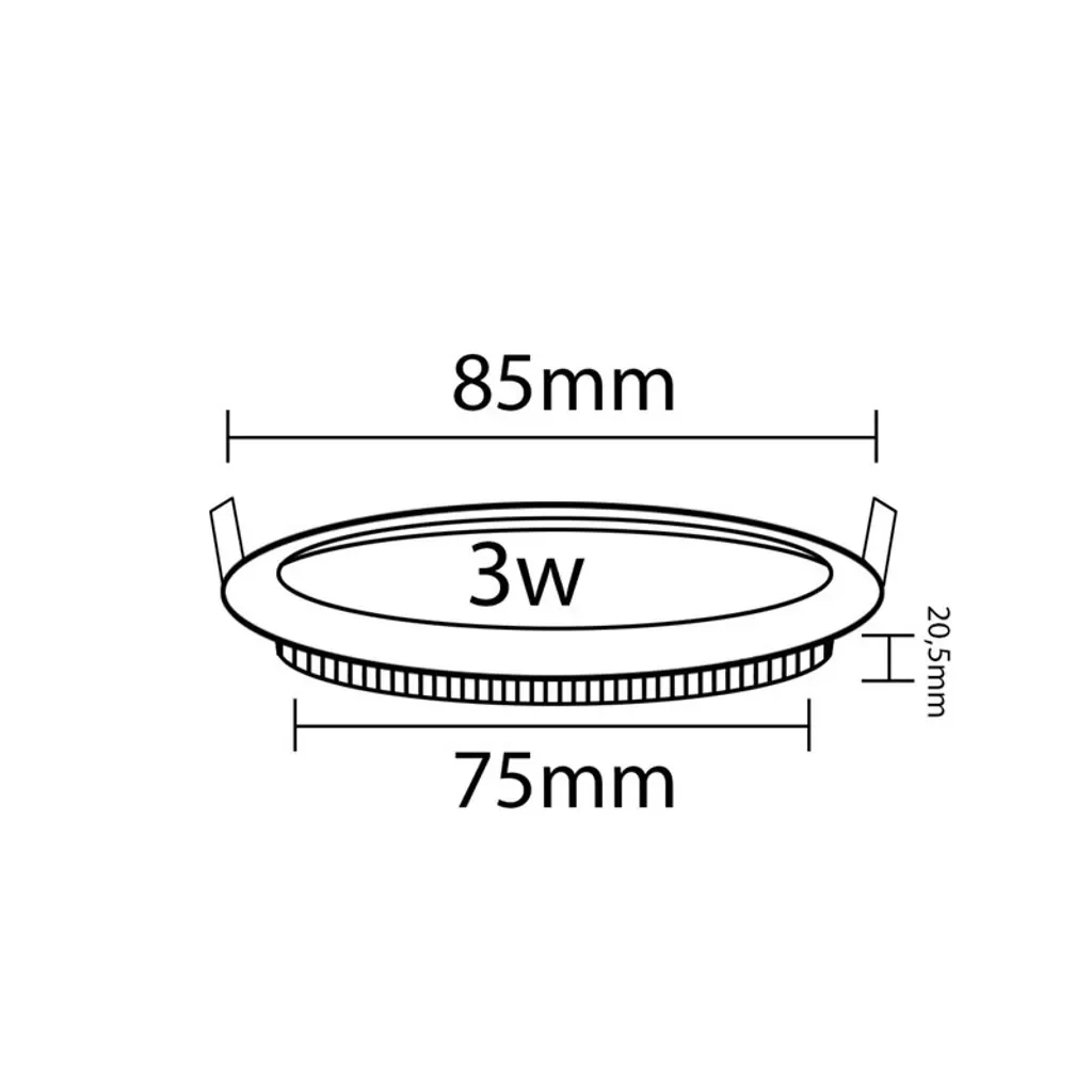BRAYTRON 3W Ultra Slim LED Einbaupanel Rund 85 mm Warmweiß PLUS