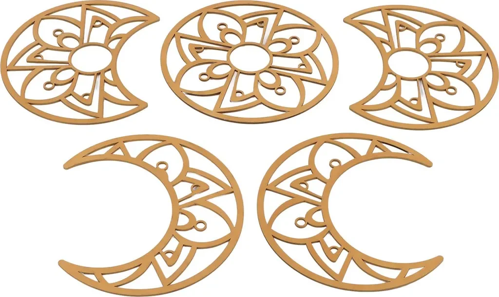 Cocosity Mondphasen Wanddeko aus Holz DIY Wandkunst Gold A