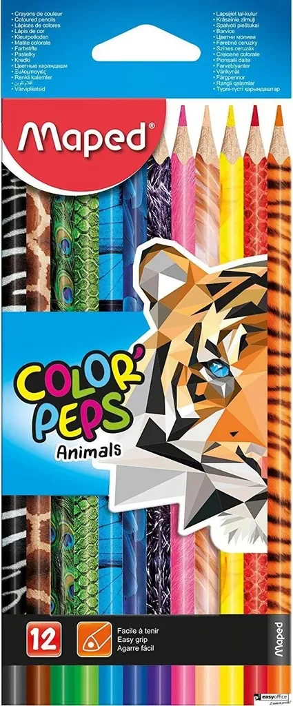 Maped Color'Peps Animals Dreikant-Buntstifte 12 Farben Kartonetui