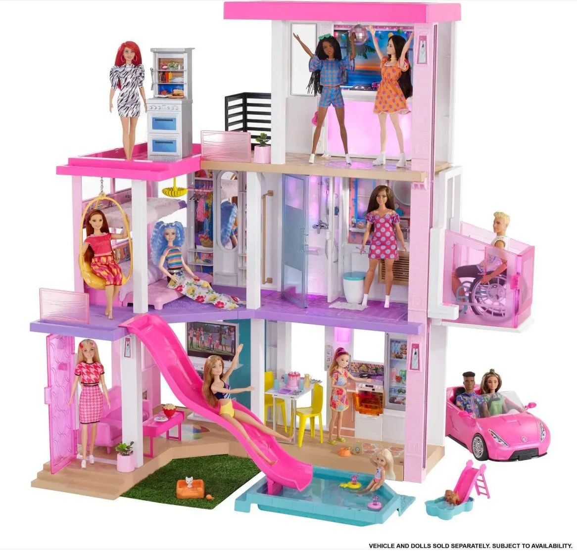Barbie Traumhaus Puppenhaus 110 cm 3 Etagen 75 Zubehörteile
