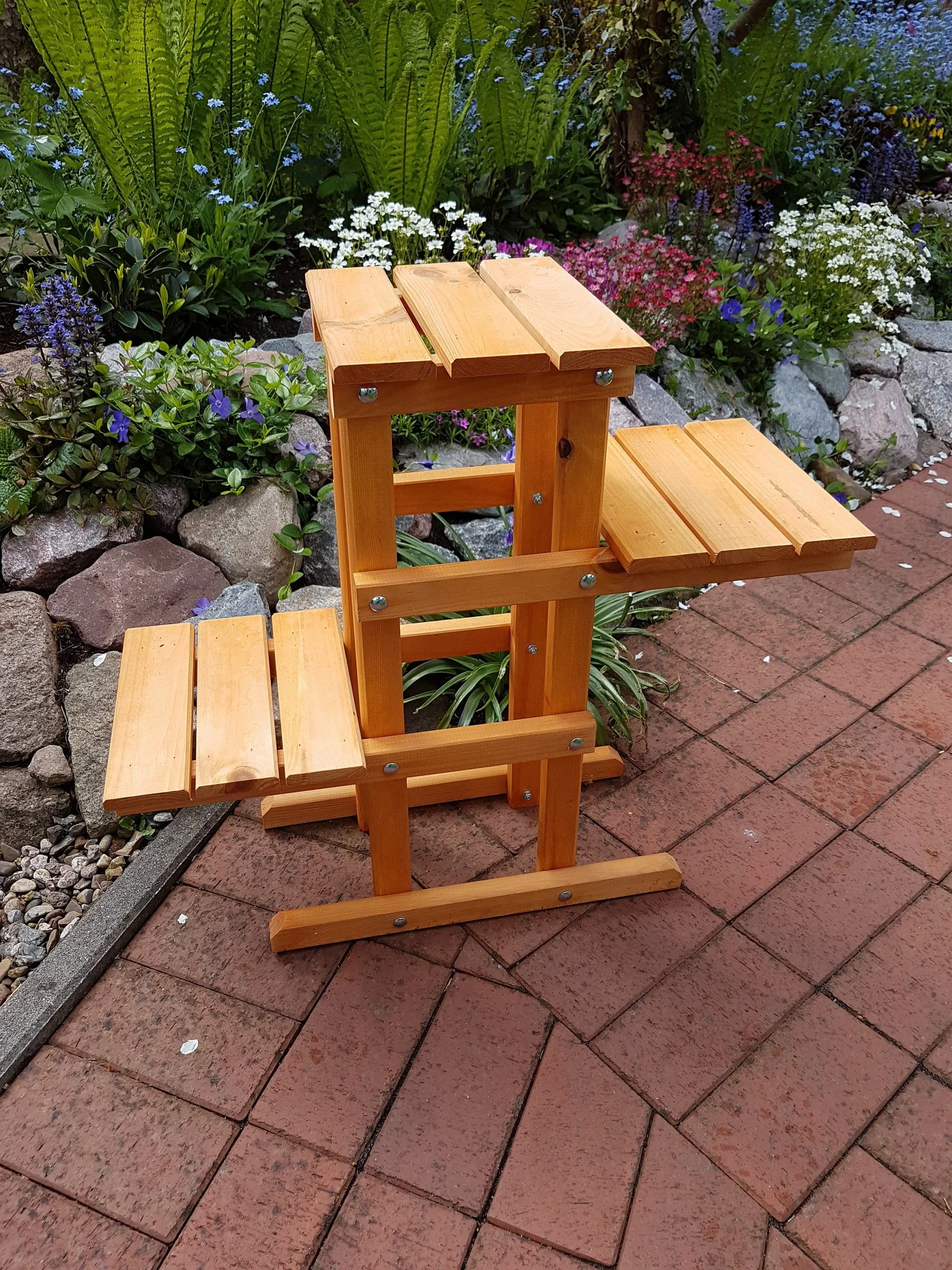 PROMADINO Blummentreppe Blumenständer Holz 60x24x56 cm für Garten