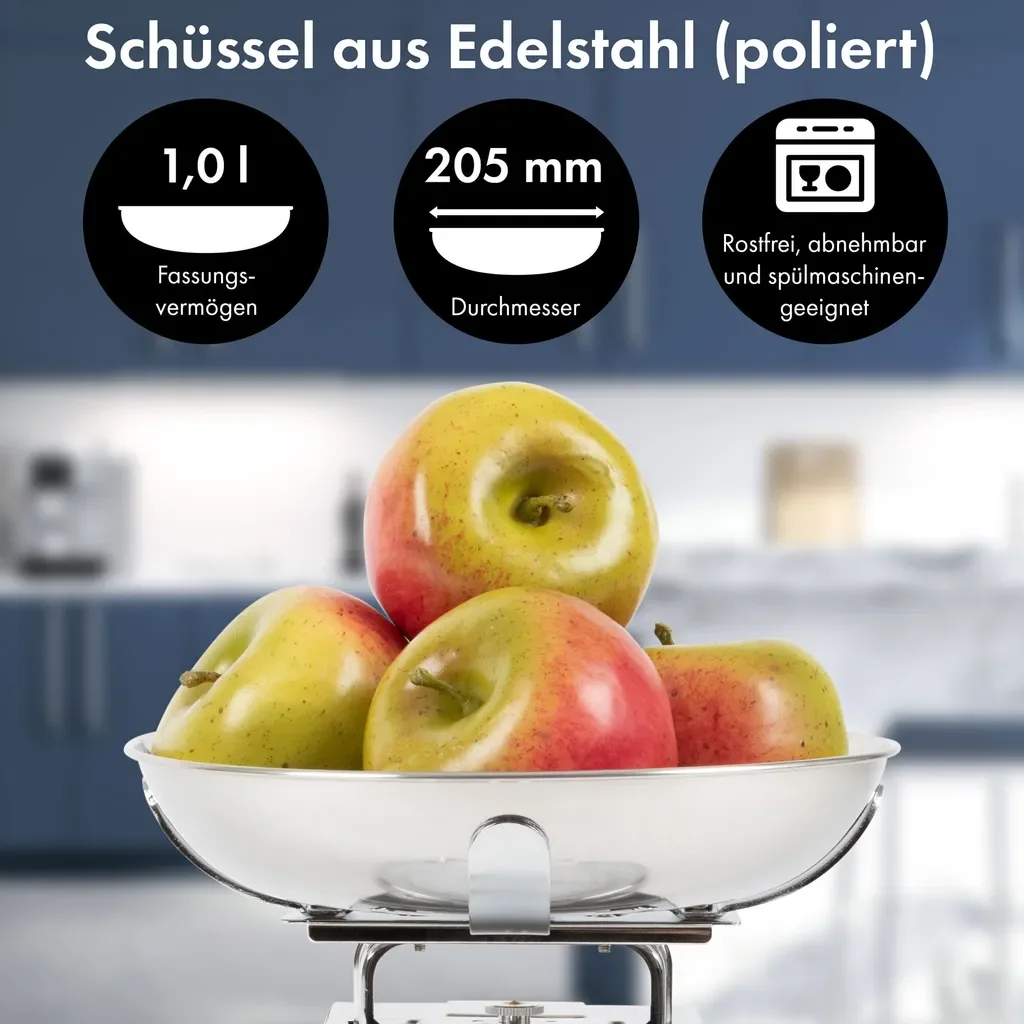 ProfiCook Retro Küchenwaage analog 5 kg mit Tara Edelstahlschüssel