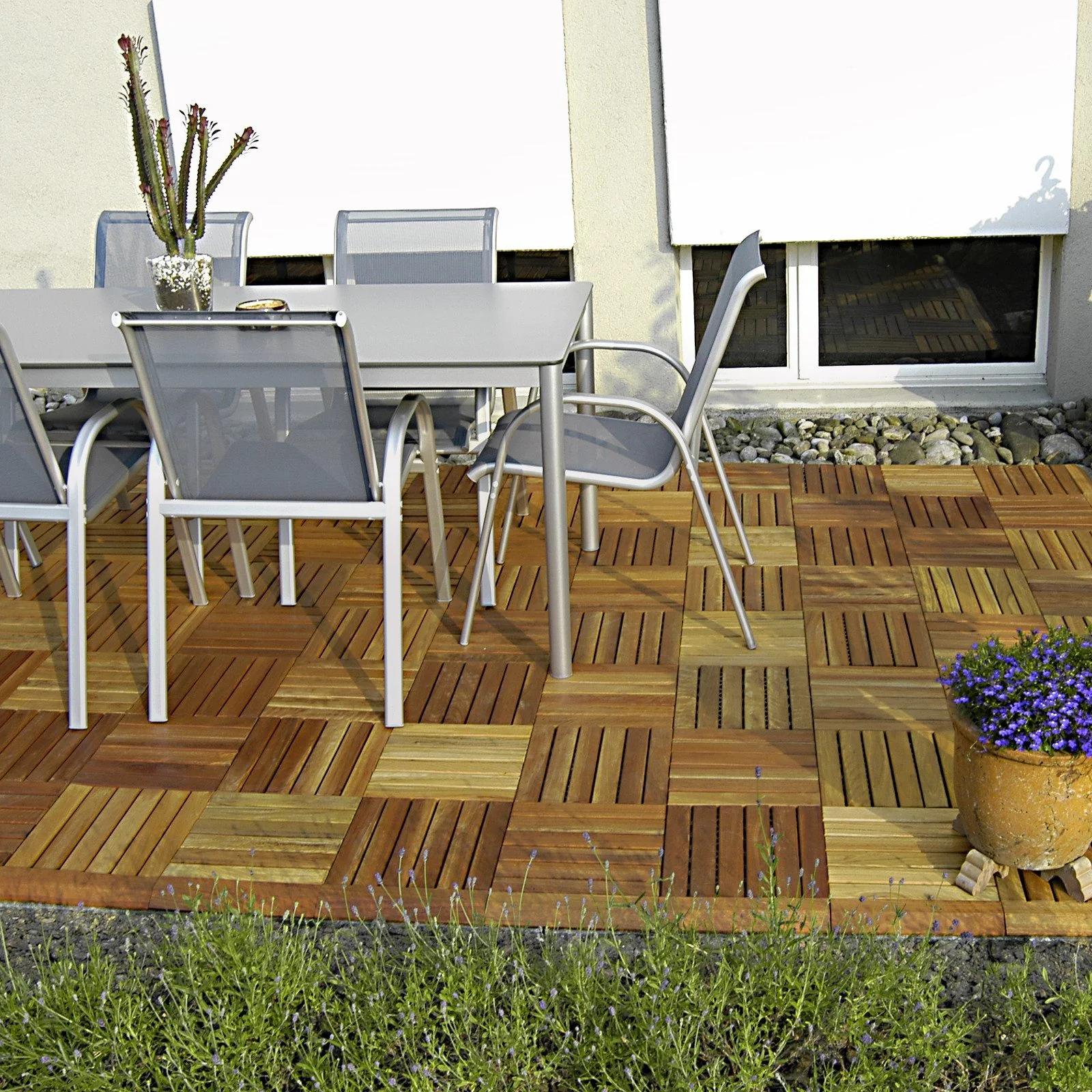 FIVMEN Holzfliesen Akazie Mosaik 30x30 cm 6/12 Latten Terrassenfliese