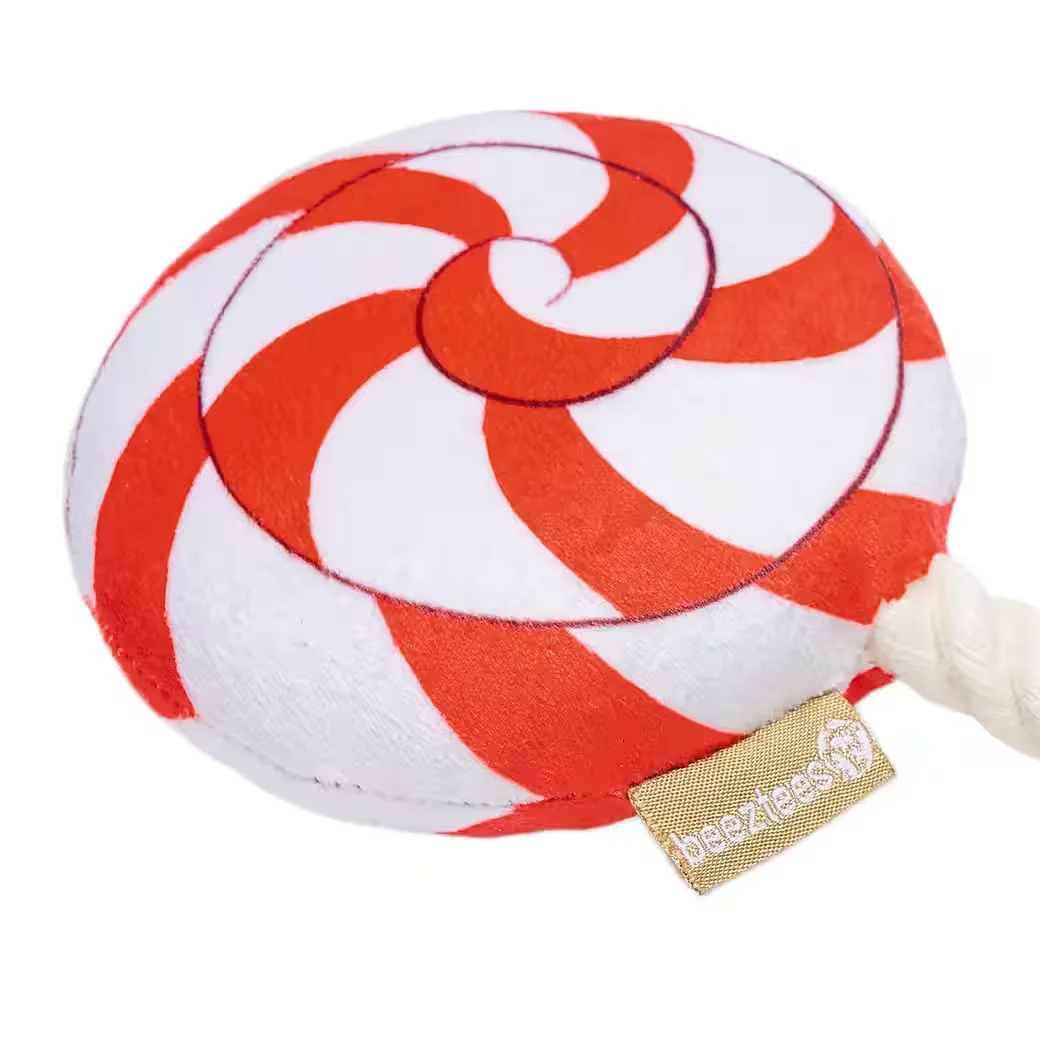 BEEZTEES Hundespielzeug Plüsch Weihnachts Lolly rot weiß