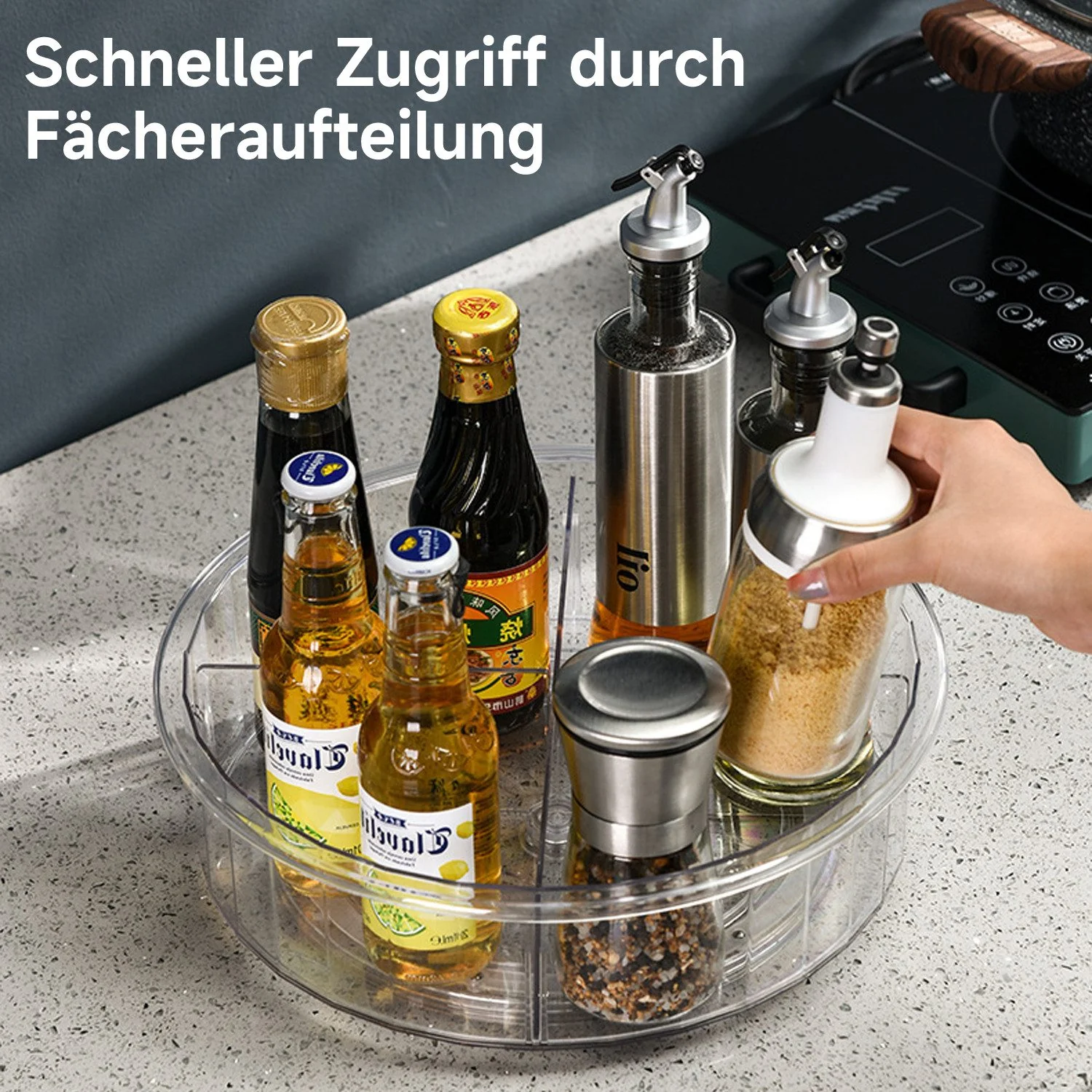 OSTWOLKE Gewürzregal Drehteller 360° drehbar für Kühlschrank 30 cm
