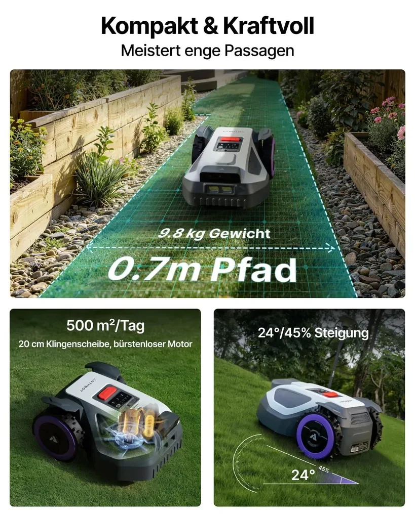 ANTHBOT M5 Mähroboter ohne Begrenzungskabel, RTK, KI-Kamera, 500 m2