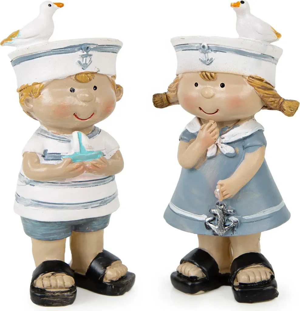Logbuch Verlag Maritime Dekofiguren Matrosen Kinder 11,5 cm blau weiß